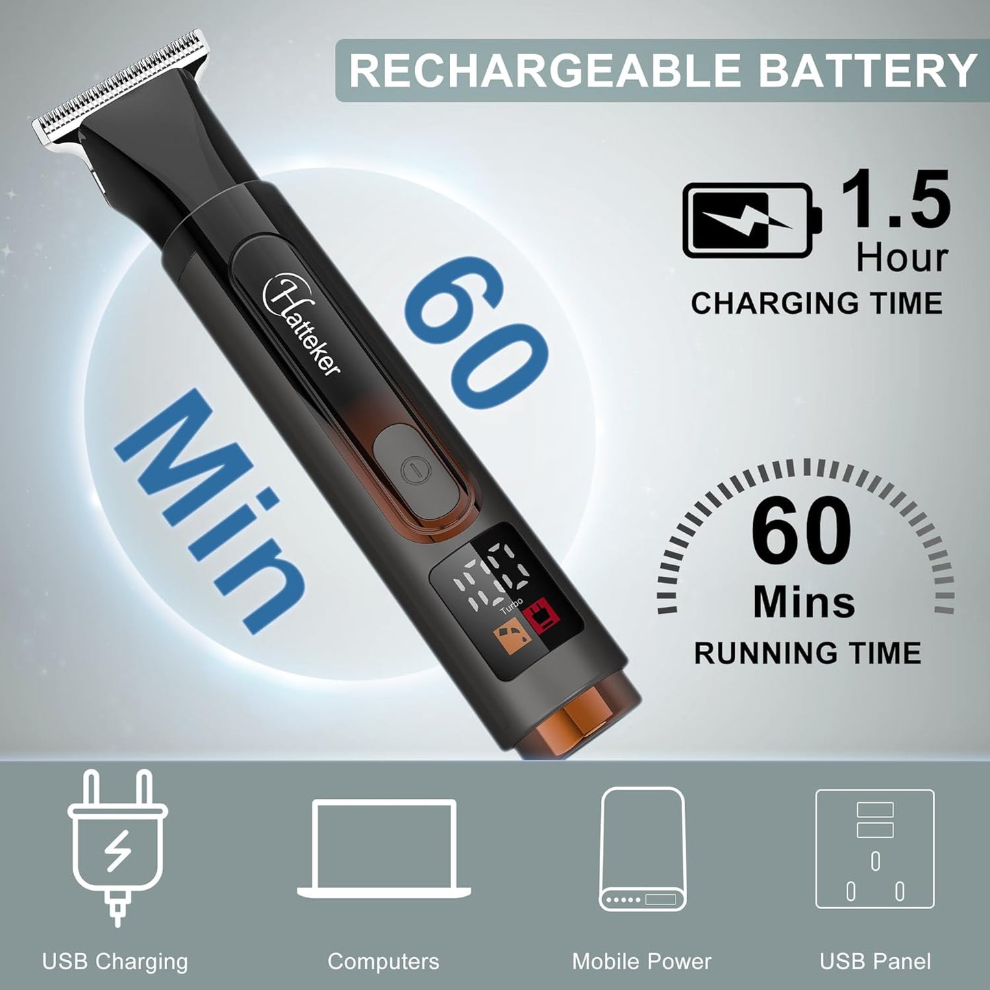Upgraded Mens Electric Back Shaver Body Grooming Kit Body Trimmer Facial,Arm,Chin Beard Trimmer Cordless Hair Clipper with Adjustable Extension Handel Waterproof LED Display